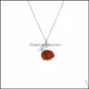 Pendant Necklaces Natural Red Carnelian Rabbit Crystal Pendant Women Charka Healing Jewelry Necklace 18" For Party In Gi Dhseller2010 Dha8V