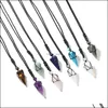 Pendant Necklaces Long Chain Hexagonal Point Pendants Healing Quartz Crystal Dowsing Pendums Reiki Chakra Yoga Necklaces Dhseller2010 Dhzv3