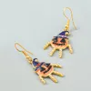 S3158 Halloween Enamel Pumpkin Human Dangle Earrings For Women Colorful Rhinestone Pumpkins Earrings