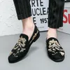 Loafers Men Shoes Black Faux Suede Exquisite Embroidery Fashion Business Casual Everyday Versatile AD009