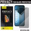 Protecteur d'écran en verre trempé 2.5D Privacy pour iphone14 iphone 14 13 12 11 pro max 6 7 8 Plus verre de protection de la vie privée anti-espion avec boîte de vente au détail
