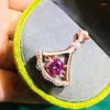 Ciondoli Altro Argento 925 Originale placcato oro rosa 18 carati Diamante taglio brillante Test passato 1 Collana con ciondolo gonna Moissanite rosa regalo