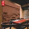 Cortina impressa na sala de estar zen de estilo chinês de bambu