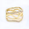 CZ Diamond Linia żółte złoto Pierścień Pierścień Wedding Weselna biżuteria dla 925 srebrnych dziewczyny pierścionki prezentowe z oryginalnym zestawem pudełka1706240