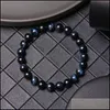 Bracelets de charme assortis 8 mm bleu royal oeil de tigre perles de pierre hommes bracelet mode bracelet femmes bijoux livraison directe 202 Dhseller2010 Dhh1J