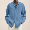 Chemises décontractées pour hommes printemps d'été vintage de couleur unie en coton coton masculin cardigan boutonné mens manche à manches longues à manches longues