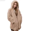 女性の毛皮冬の女性本物のウサギワイドセーターケープスカーフコートフード付きファージャケットl220829