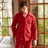 Pyjama chaud en flanelle à manches longues pour homme, ensemble épais de couleur Pure, vêtements de nuit pour salon, automne et hiver