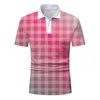 Men's Polos Hooded T Shirts For Men Casual Summer Short Sleeve Turndown Neck Shirt Plaid Printed Top Blouse Mens Shirrs