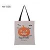 Halloween Tote Trick eller Treat Bags Linen Halloween Party Candy Present Bags Portable Kids Spider Pumpkin Canvas Bags 928