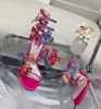 Romantic Rene FLORIANE Sandals Shoes Women Caovillas Glitter Sole High Heels Flower Strappy Luxury Designer Lady Gladiator Sandalias