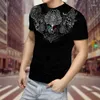 Men's T Shirts 2022 Street Fashion T-shirt Män kortärmad lös t-shirt aztec mexico tatuering 3d tryckning smal rund hals spo283w