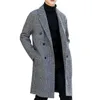 Men039S Trench Coats Stor storlek Vintage England Double Breasted Winter för Mens Long Plaid överdimensionerad Elegant Gentleman Overcoat2606142