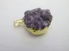 Pendentif Colliers Mystic Naturel Violet Cristal Quartz Geode Drusy 5 pcs/lot Rond Cluster Bijoux Collier DIY Trouver