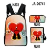 Hot verkopen aangepaste rugzakaccessoires Bad Bunny Patroon Backpacks 2022 Fashion 3 Tas/Set Bags Schoudertas Digitale printschoolseizoen Student