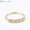 結婚指輪Tianyu gems 3mm defvvvsバンド5宝石14k18kイエローゴールドダイヤモンドエンゲージメントファインジュエリー220826