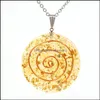 Pendant Necklaces Quartz Round Coin Pendant Yoga Chakra Necklace For Women Men Stone Crystal Circle Disc Pendants Jewelr Dhseller2010 Dh3U0