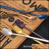 Spoons Stainless Steel Long Handle Scoops Colourf Square Head Spoon Teacup Coffee Ice Cream Tableware Stirring Ladle New Carshop2006 Dhoie