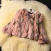 نساء الفراء فو فو أزياء تصميم العلامة التجارية حقيقية حقيقية معطف أرنب طبيعي أنثى سترة قطرة نقية DFP311 220829