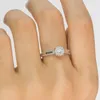 Solitaire Ring Wedding Rings Natural Diamond Halo Engagement Classic Snowflake 18k White Gold 022CTTW Real For Women 220829