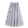 Gonne Vintage Tulle Donna Elastico Vita alta 3 strati Aline Pieghettato Maglia lunga Sposa Tutu Donna Jupe Longue 220829