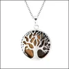 Pendanthalsband Sterling Sier Gemstone Family Tree of Life Pendant Halsband Dainty Jewelry ￥rsdagen F￶delsedagspresenter DHSeller2010 DHPFR