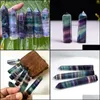 Arts And Crafts Natural Fluorite Quartz Crystal Tower Colorf Striped Point Wand Gift Drop Delivery 2021 Home Garden Arts Crafts Homei Dhk1W