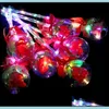 パーティーの装飾導かれたパーティーの好意装飾ライトアップ輝く赤いバラの花の杖結婚式バレンタインデーのためのボボボールスティック雰囲気dhehw