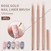 Brilhos de pintura de linear de gel de 3pcs/conjunto de unhas UV Pincadeiras de desenho de faixa de flores do design de manicure 7/9/11mm de ouro rosa NAB063