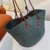 Strohtasche, einfarbig, gestrickt, gehäkelt, Stickerei, offen, lässige Tragetasche, Innenfach, zwei dünne Riemen, Leder, Blumenmuster, modische Damen-Geldbörse 2308