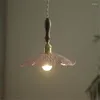 Lampy wiszące nowoczesne ceramiczne światła LED vintage Lotus lampa sypialnia sypialnia nocna bar mosiężna orzech hanglamp