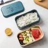 Geschirr-Sets, 2-lagige Lunchbox, umweltfreundlicher Behälter, Bento-Mikrowellen-beheizter Koffer für Kinder, Arbeiter, Lunchbox, Essenszubereitungsbehälter