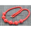 Ketten Wunderschöne hochwertige rote Koralle 6mm14mm Perlenkette 18''