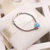 Femmes Filles Bleu Pierre Chaîne Amour Coeur BAGUE 925 Bijoux De Fête En Argent Sterling Pour Pandora Petite Amie Cadeau Anneaux Avec Coffret Original