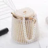 Evening Bags Luxury Hand Woven Pearl For Women Small Beaded Flap Box Clutch Purses And Handbag Ladies Mini Party Bag