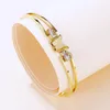 Bangle Steel/Gold Color Stainless Steel Bracelet Simple Butterfly Zircon Jewelry Gift For Women Girl AIC88