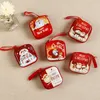 Christmas Decorations Mini Tin Box Christmas Small Storage Bag Santa Printed Headphones Coin Wallet Xmas Gift Candy Packing Bags TH0205