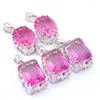 Pendant Necklaces MIX 5 PCS Xmas Gifts Big Offer Oval Square Bi Colored Pink Tourmaline Gemstone Pendants