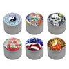 Popular 50mm Herb Grinders Smoking Accessories 85g Zinc Alloy Hand Portable Dry Herbal Crusher 4 Layers Colorful Skull Style 12 Types Smoke Pipe