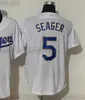 Ed Baseball maillots Seager 5 Corey Urias 7 Julio maillot rétro noir blanc bleu blanc sans numéro nom pour homme taille S-XXXL