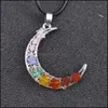 펜던트 목걸이 Reiki Healing Cystal Seven Chakra Beads 에너지 펜던트 복고풍 달의 매력 목걸이 Pendum Amet orgonite j mjfashion dhpuj