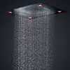 Bathroom 24inch Thermostatic Rain Shower Set Large LED Showerhead Rainfall Waterfall Massage Misty Bath Black Faucet System With 4264k