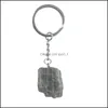Keychains Natural Rough Stone Quartz Keychain Ring For Women Men Handbag Hangle Car Key Holder Mineral Keyring Jewelry Drop De Sport1 Dhuam