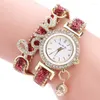 ساعة Wristwatches Fashion Women Multilayer Bracelet Quartz Watch Alloy Crystal Love Letter Band Wristwatch Jewelry Gifts LXH1309990