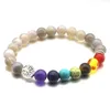 Bracelets porte-bonheur arbre de vie 8mm sept chakras perles de pierre grise bracelet élastique priez cordes à la main perles bijoux goutte livraison Lulubaby Dh5Xy