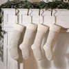 2022 Neue gestrickte Weihnachtsstrümpfe Socken Dekoration Weihnachtsgeschenktüte Kamindekoration Grün Rot Weiß Weihnachtssocke 46 cm 10 Farben