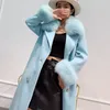 Womens Fur Faux Women Wool Coat Luxury Detachable Fluffy Collar Genuine Long Style Winter Spring Warm Jacket S7519B 220829