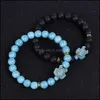 Charm Bracelets Sea Turtle Lava Beads Bracelets Classic 8Mm Turquoise Stone Elastic Friendship Bracelet Beach For Women Men Mjfashion Dhtow