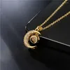 Pendentif Colliers Rotation Micro Pave Jewel Moon Collier Rond Zircon Cuivre 18K Chaîne Plaquée Or Femmes Cadeau Drop Maman