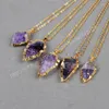 Anhänger-Halsketten BOROSA Goldfarbene Pfeilspitzen-Roh-Amethyst-Perlen G0697